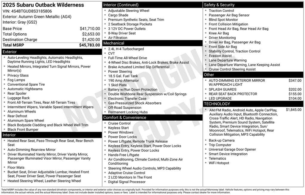 2025 Subaru Outback Wilderness AWD