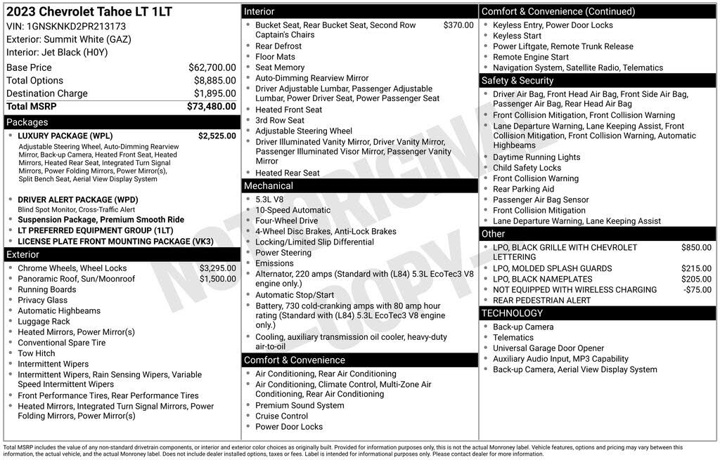 2023 Chevrolet Tahoe LT 4WD