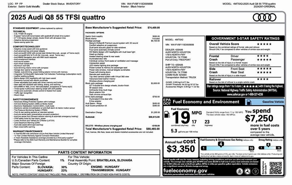 2025 Audi Q8 quattro Prestige 55 TFSI