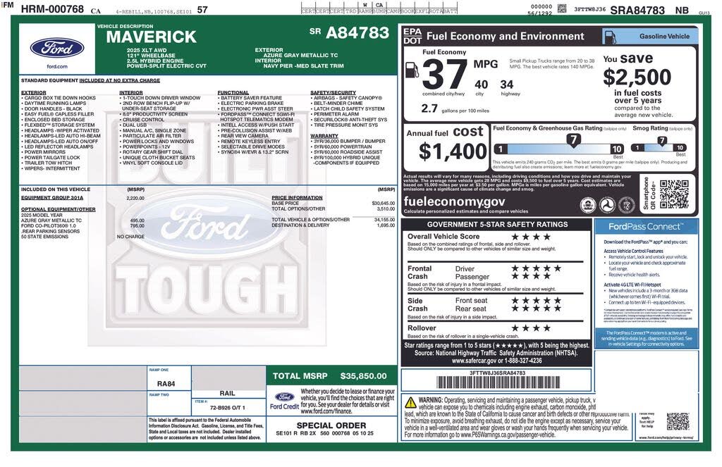 2025 Ford Maverick XLT SuperCrew AWD