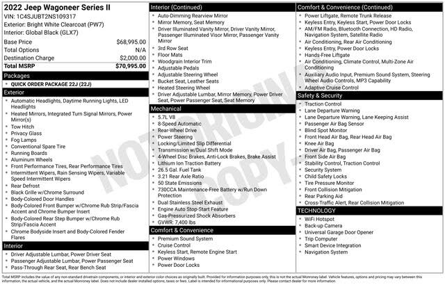 2022 Jeep Wagoneer Series II RWD