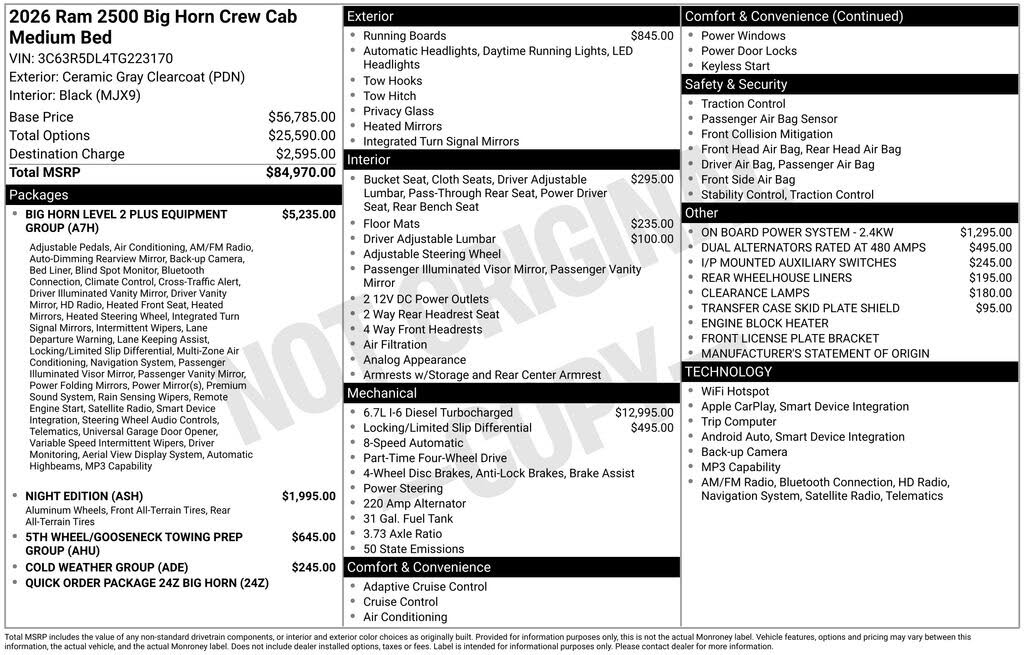 2026 RAM 2500 Big Horn Crew Cab 4WD