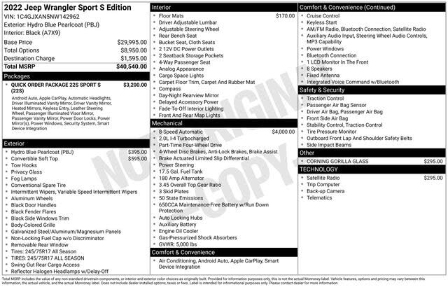 2022 Jeep Wrangler Sport S 4WD
