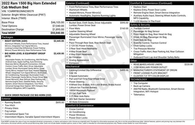 2022 RAM 1500 Big Horn Quad Cab 4WD