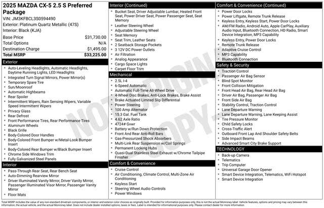 2025 Mazda CX-5 2.5 S Preferred AWD