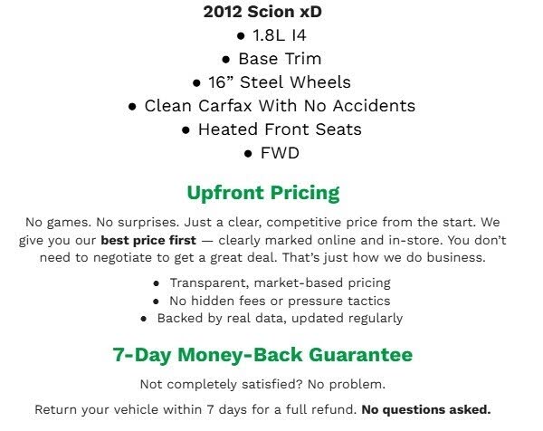2012 Scion xD Base