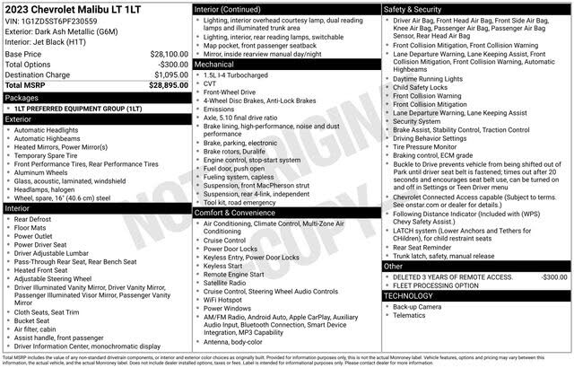 2023 Chevrolet Malibu LT with 1LT FWD