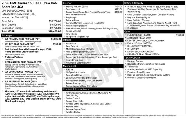 2026 GMC Sierra 1500 SLT Crew Cab 4WD