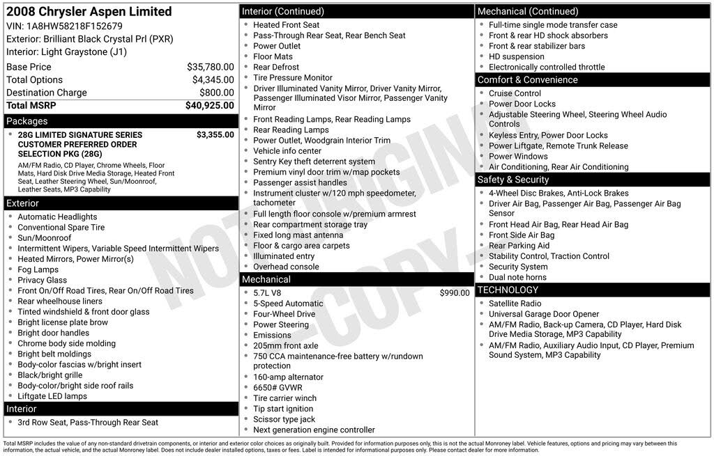 2008 Chrysler Aspen Limited 4WD