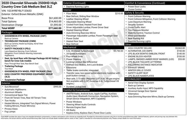 2020 Chevrolet Silverado 2500HD High Country Crew Cab 4WD