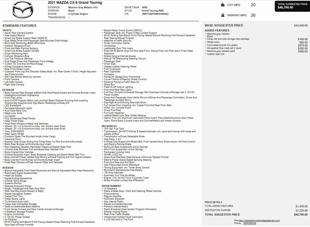 2021 Mazda CX-9 Grand Touring AWD