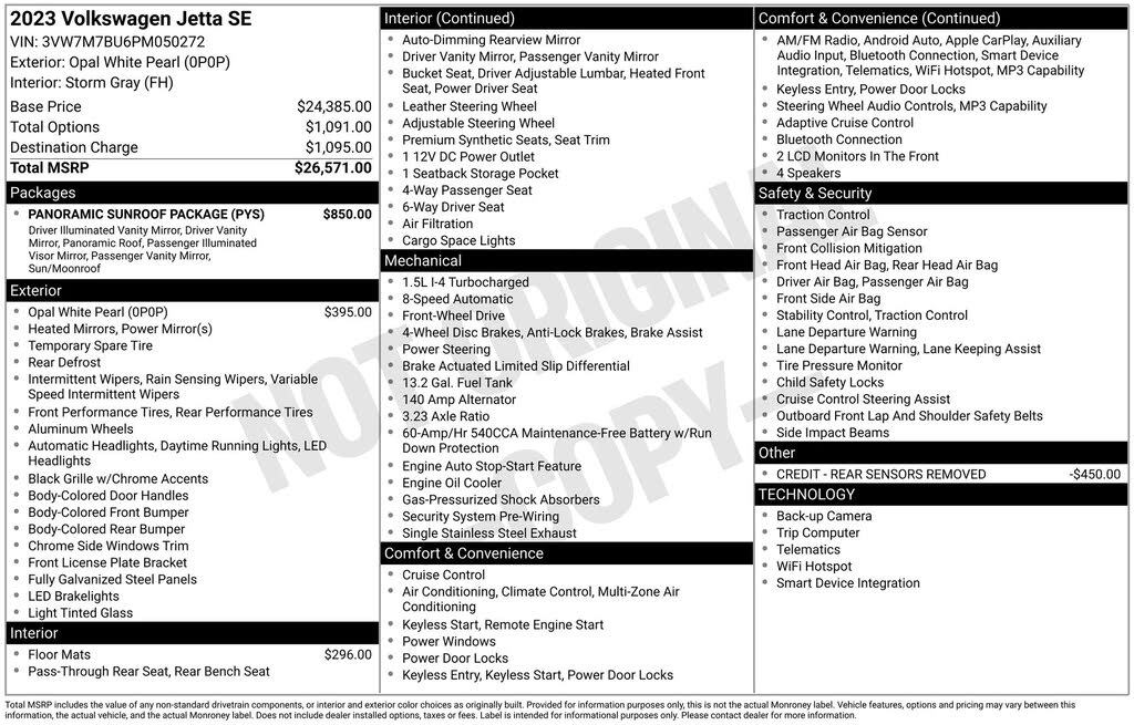 2023 Volkswagen Jetta 1.5T SE FWD