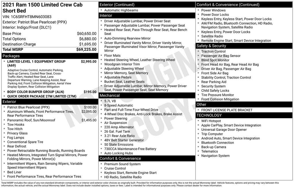 2021 RAM 1500 Limited Crew Cab 4WD