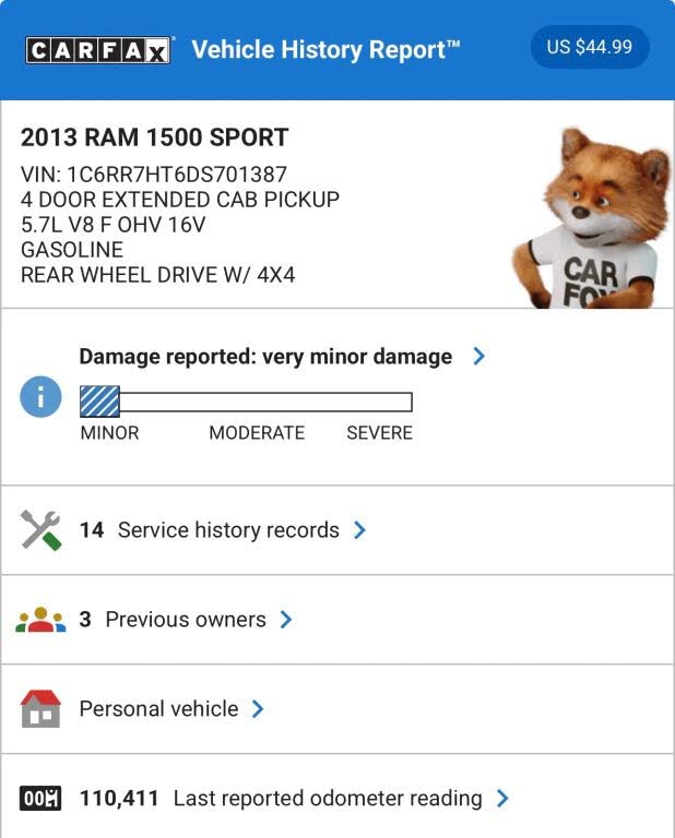 2013 RAM 1500 Sport Quad Cab 4WD