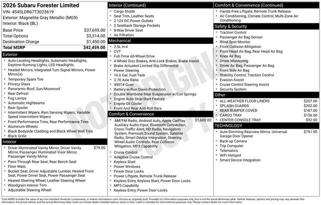 2026 Subaru Forester Limited Crossover AWD
