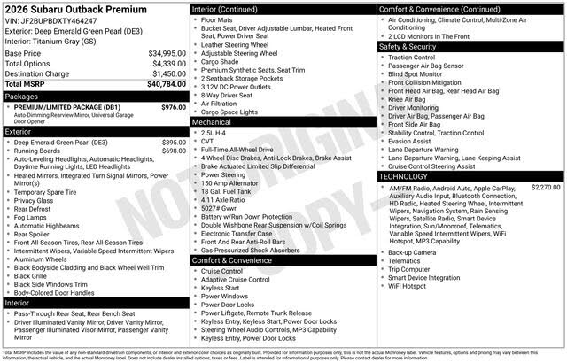 2026 Subaru Outback Premium AWD