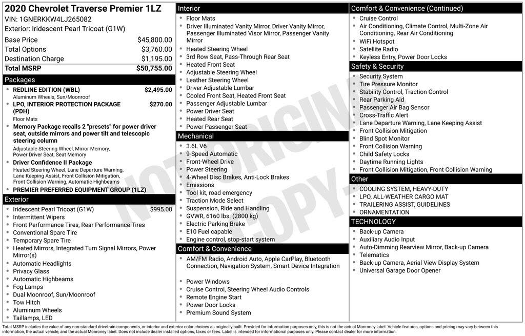 2020 Chevrolet Traverse Premier FWD