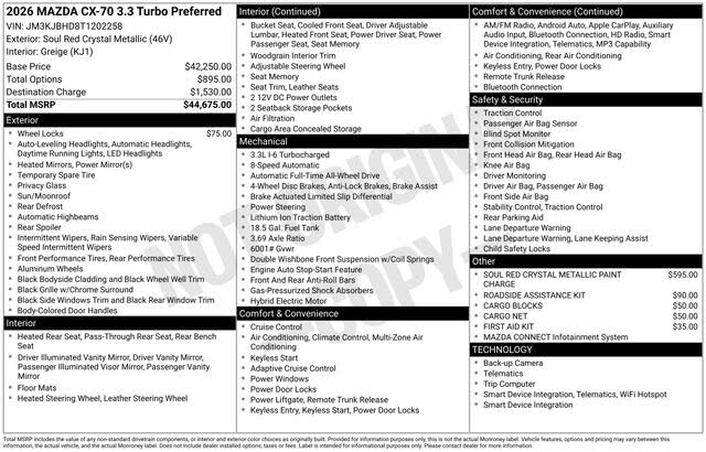 2026 Mazda CX-70 3.3 Turbo Preferred AWD