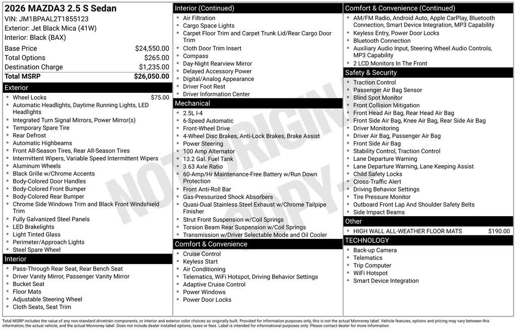 2026 Mazda MAZDA3 2.5 S Sedan FWD
