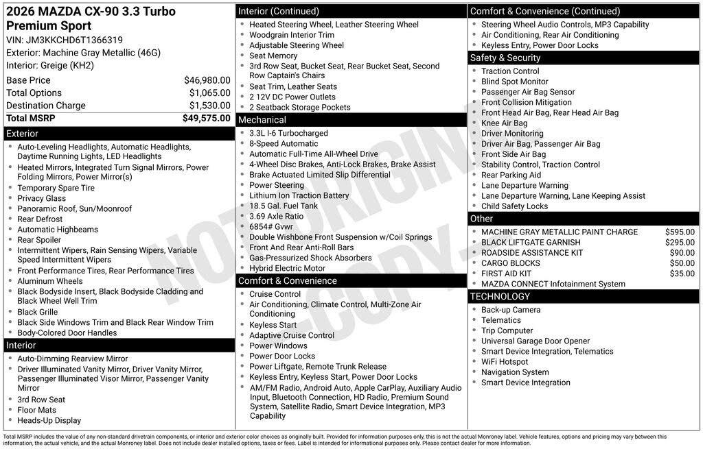 2026 Mazda CX-90 3.3 Turbo Premium Sport AWD