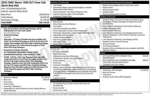 2022 GMC Sierra 1500 SLT Crew Cab 4WD