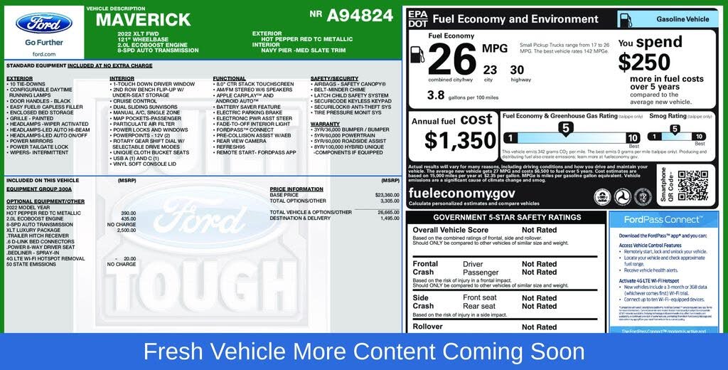 2022 Ford Maverick XLT SuperCrew FWD
