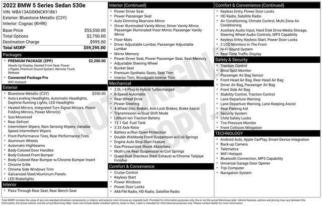 2022 BMW 5 Series 530e Hybrid Plug-in RWD