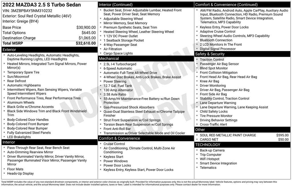 2022 Mazda MAZDA3 2.5 Turbo Sedan AWD