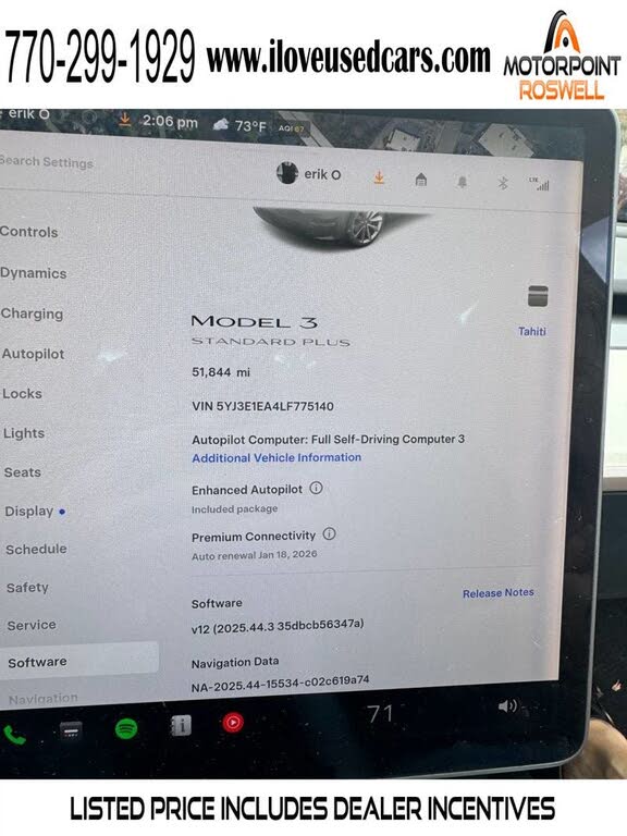 2020 Tesla Model 3 Standard Range Plus RWD