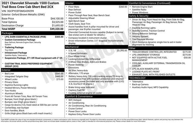 2021 Chevrolet Silverado 1500 Custom Trail Boss Crew Cab 4WD