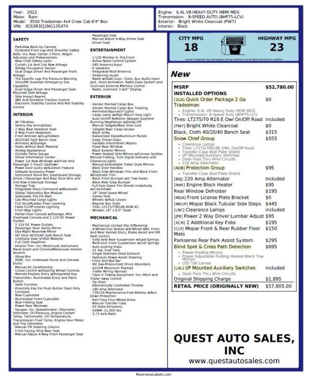 2022 RAM 3500 Tradesman Crew Cab 4WD