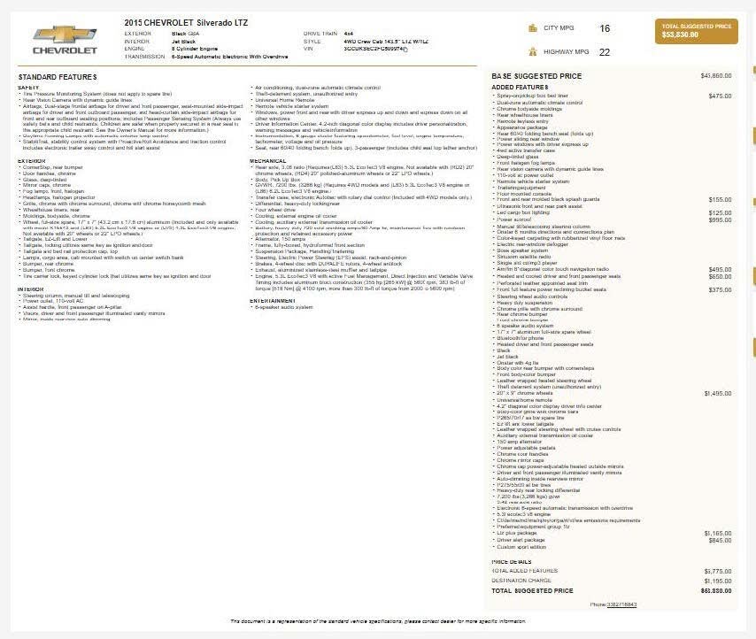 2015 Chevrolet Silverado 1500 LTZ Crew Cab 4WD