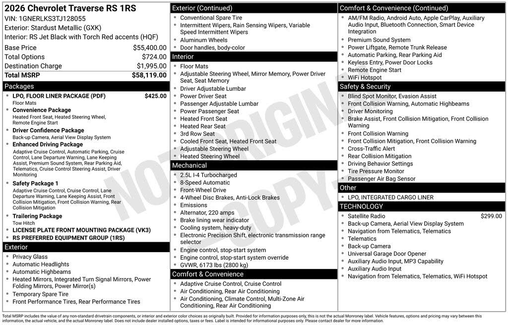 2026 Chevrolet Traverse RS FWD
