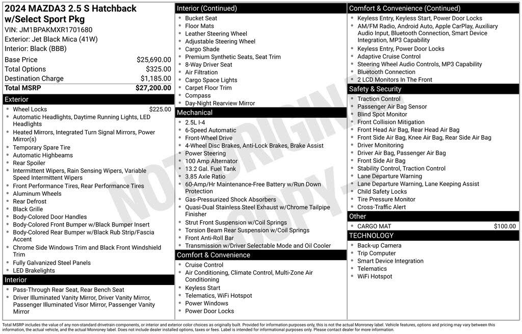 2024 Mazda MAZDA3 2.5 S Select Sport Hatchback FWD