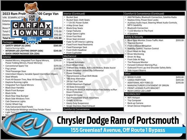 2023 RAM ProMaster 3500 159 High Roof Extended Cargo Van FWD