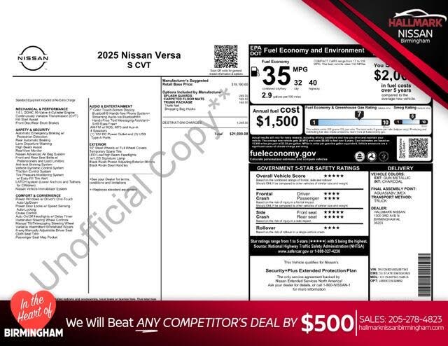 2025 Nissan Versa S FWD