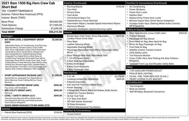 2021 RAM 1500 Big Horn Crew Cab 4WD
