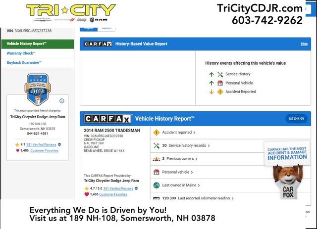 2014 RAM 2500 Tradesman Crew Cab 4WD