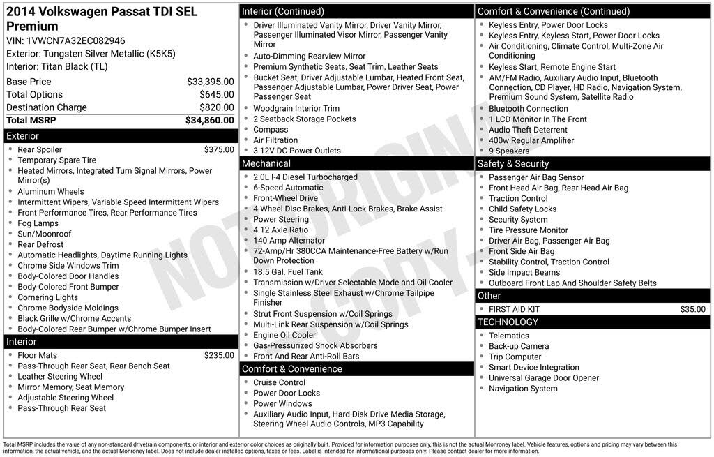 2014 Volkswagen Passat TDI SEL Premium