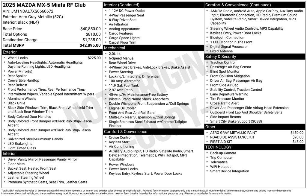 2025 Mazda MX-5 Miata RF Club RWD