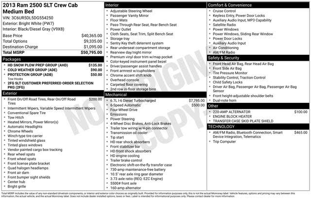2013 RAM 2500 SLT Crew Cab 4WD