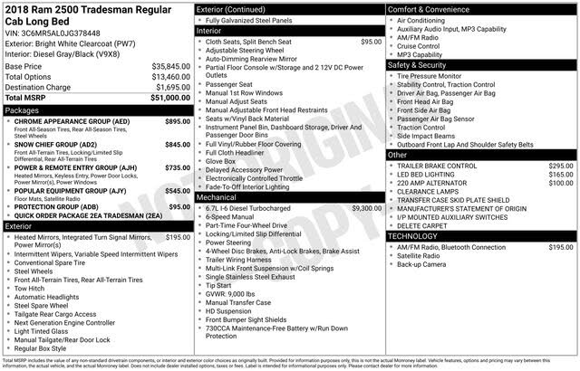 2018 RAM 2500 Tradesman LB 4WD