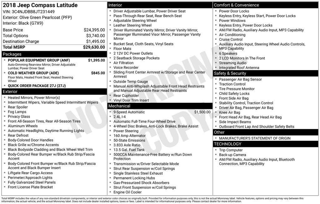 2018 Jeep Compass Latitude 4WD