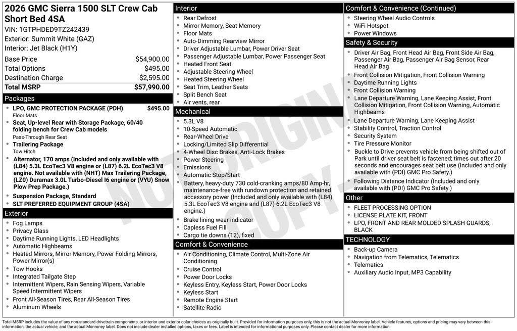 2026 GMC Sierra 1500 SLT Crew Cab RWD