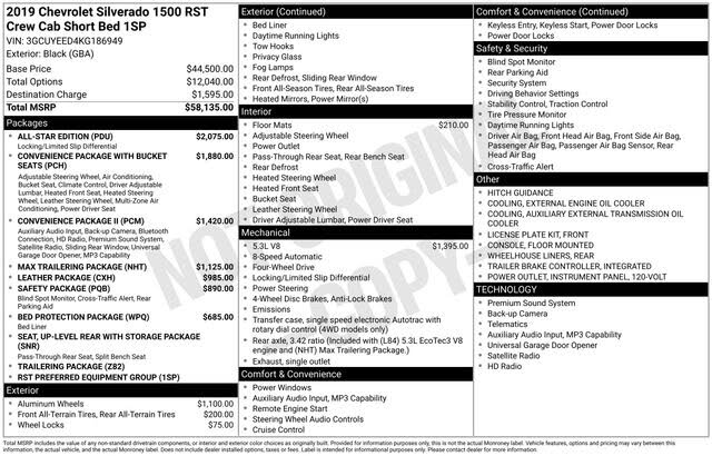 2019 Chevrolet Silverado 1500 RST Crew Cab 4WD