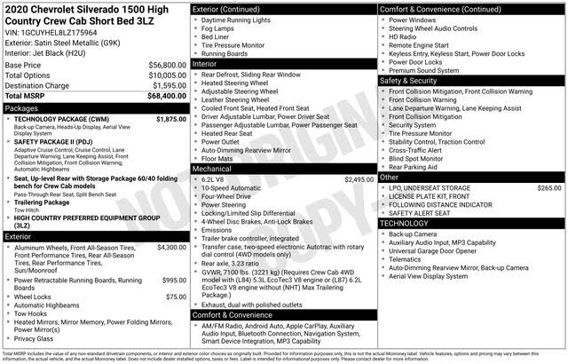 2020 Chevrolet Silverado 1500 High Country Crew Cab 4WD