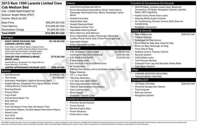 2015 RAM 1500 Laramie Longhorn Crew Cab 4WD