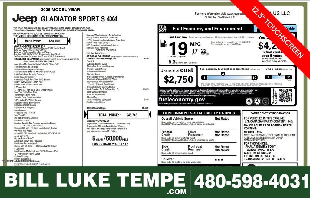 2025 Jeep Gladiator Sport S Crew Cab 4WD