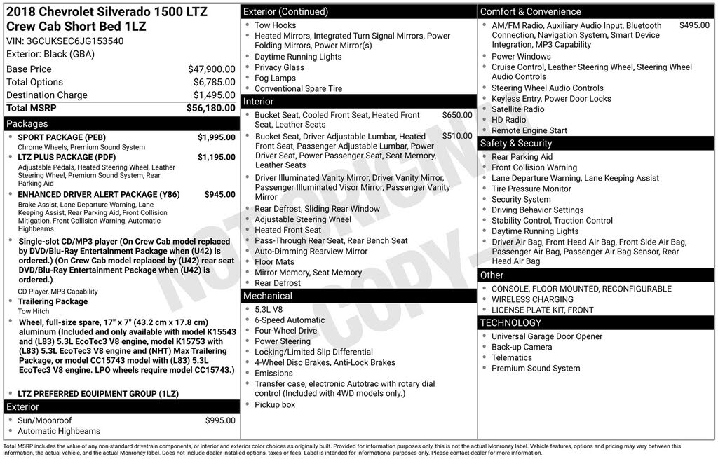 2018 Chevrolet Silverado 1500 LTZ Crew Cab 4WD