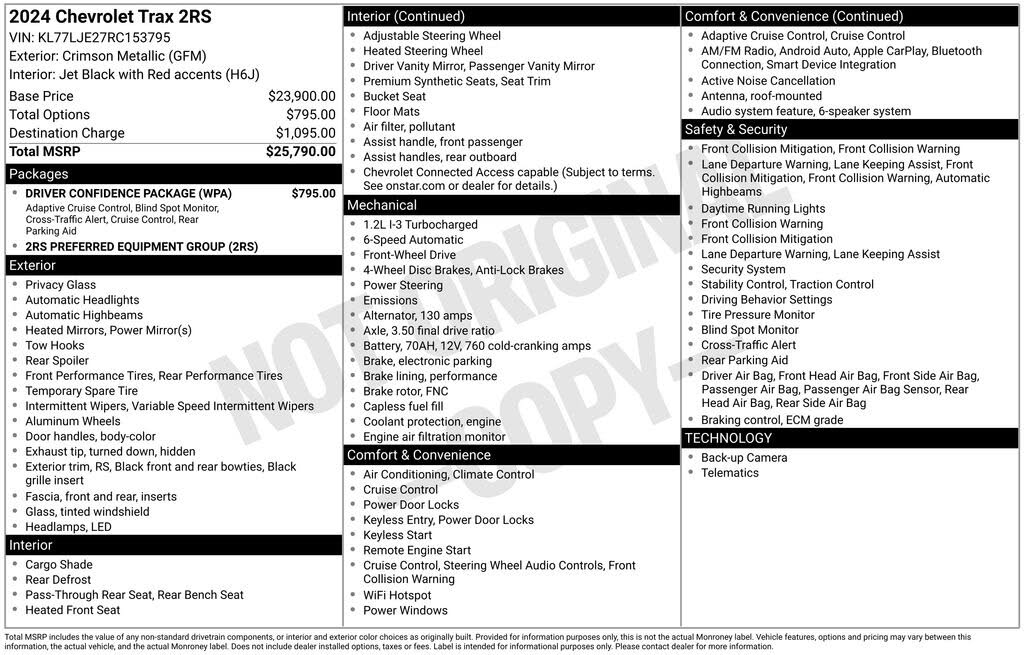 2024 Chevrolet Trax RS with 2RS FWD